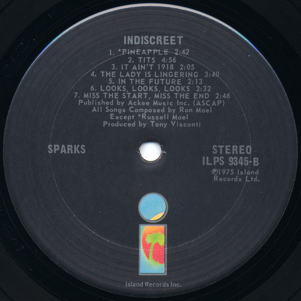 Sparks : Indiscreet (LP, Album, Gat)