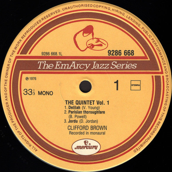 Clifford Brown ~ The Quintet Vol. 1 (Vinyl) - Djungel & Jazz