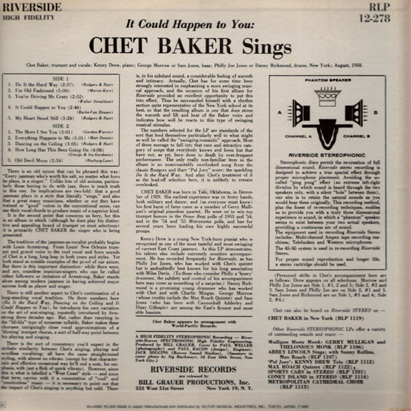 Chet Baker : It Could Happen To You (LP, Album, Mono, RE)