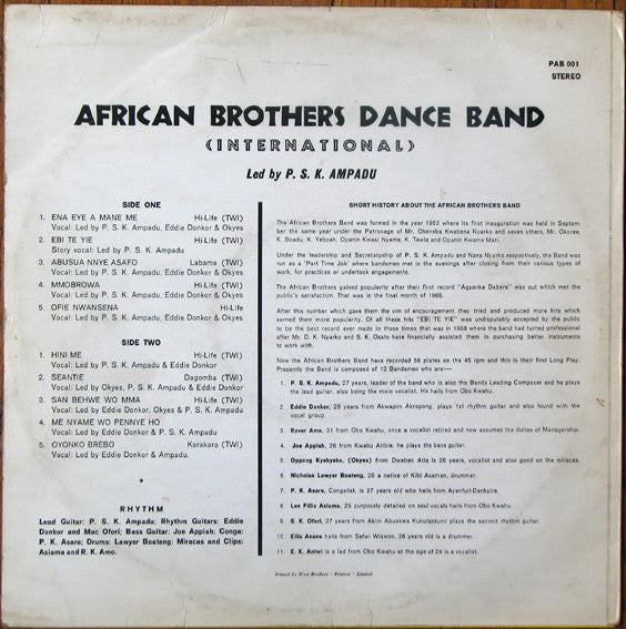 African Brothers Dance Band (International) ~ African Brothers Dance Band (International) (Vinyl) - Djungel & Jazz