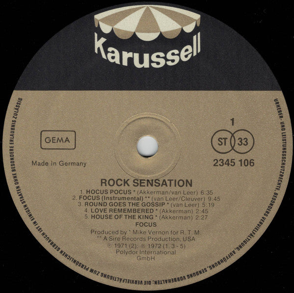 Focus  ~ The Greatest Rock Sensation (Vinyl) - Djungel & Jazz