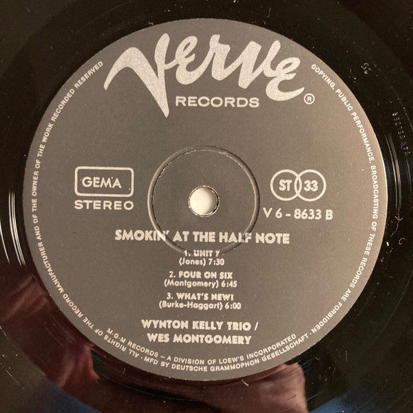 Wynton Kelly Trio / Wes Montgomery ~ Smokin' At The Half Note (Vinyl) - Djungel & Jazz