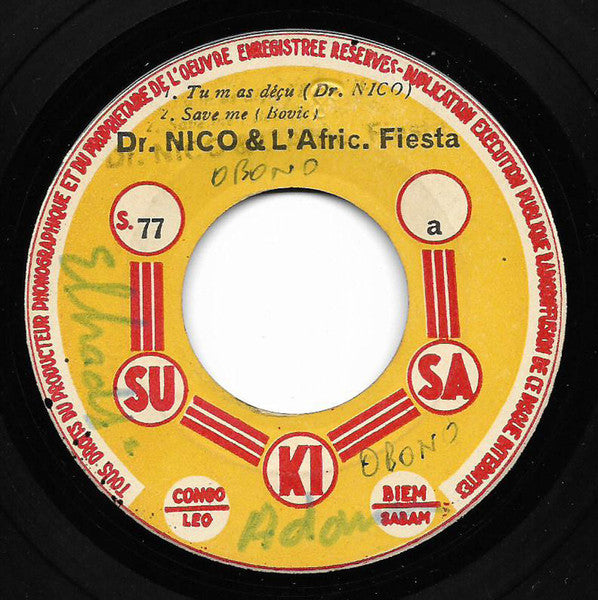 Dr. Nico & Orchestre African Fiesta : Tu M'as Déçu (7", EP)