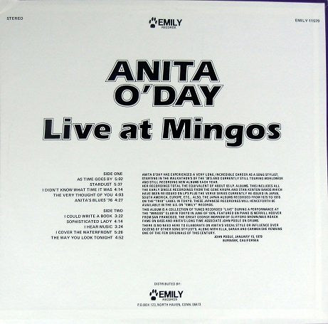 Anita O'Day With John Poole Trio Featuring Norman Simmons ~ Live At Mingo's (Vinyl) - Djungel & Jazz