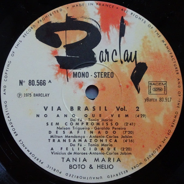 Tania Maria, José Boto & Helio (3) : Via Brasil Volume 2 (LP, Album, Mono)
