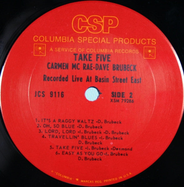 Carmen McRae - Dave Brubeck ~ Take Five (Recorded Live At Basin Street East) (Vinyl) - Djungel & Jazz