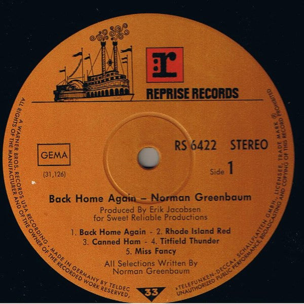 Norman Greenbaum ~ Back Home Again (Vinyl) - Djungel & Jazz