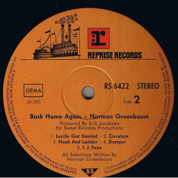 Norman Greenbaum ~ Back Home Again (Vinyl) - Djungel & Jazz