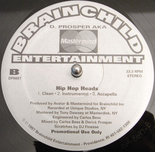 D. Prosper : Waited All My Life / Hip Hop Heads (12", Promo)
