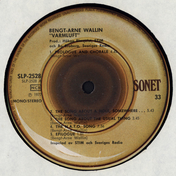 Bengt-Arne Wallin : Varmluft (LP, Album)