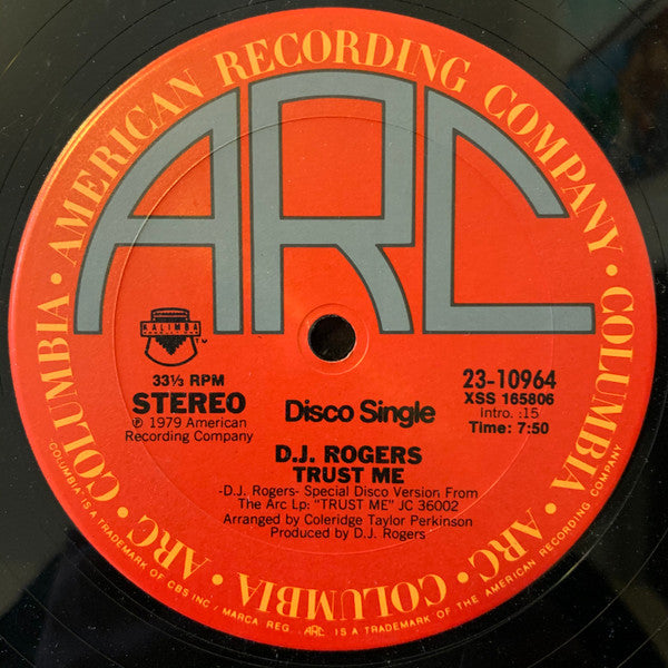 D. J. Rogers : Trust Me / You Are My Joy (12")