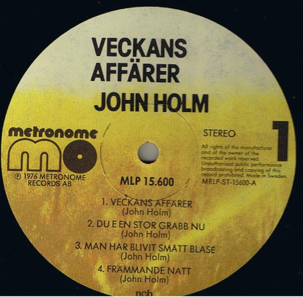 John Holm ~ Veckans Affärer (Vinyl) - Djungel & Jazz