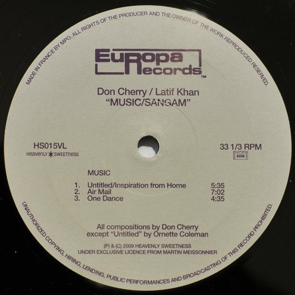 Don Cherry / Latif Khan ~ Music/Sangam (Vinyl) - Djungel & Jazz
