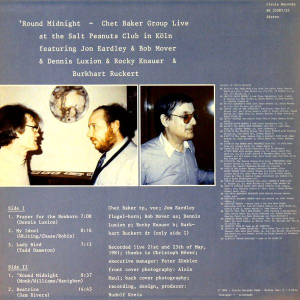 Chet Baker : 'Round Midnight - Chet Baker Live (LP, Album)