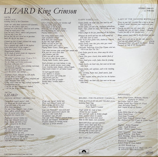 King Crimson ~ Lizard (Vinyl) - Djungel & Jazz
