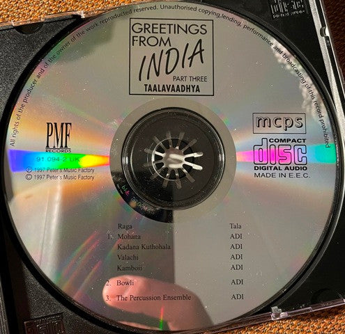 Vidwan Bangalore, S.V. Giridhar ~ Greetings From India Part Three Taalavaadhya (Vinyl) - Djungel & Jazz