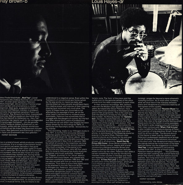 Oscar Peterson, Milt Jackson, Ray Brown, Louis Hayes ~ Reunion Blues (Vinyl) - Djungel & Jazz