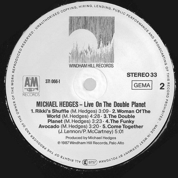 Michael Hedges ~ Live On The Double Planet (Vinyl) - Djungel & Jazz