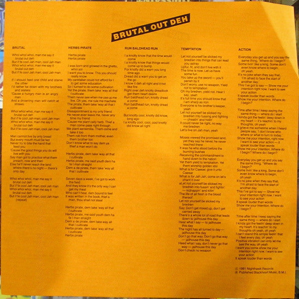 The Itals : Brutal Out Deh (LP, Album)