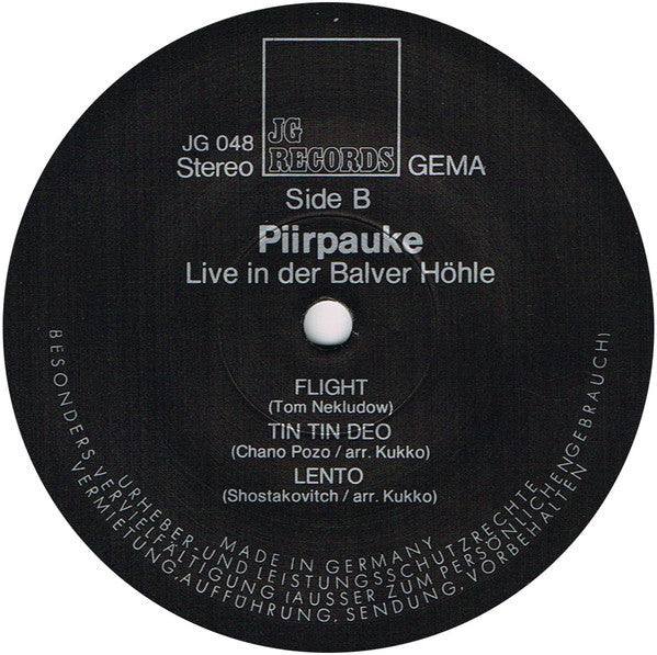 Piirpauke ~ Live In Der Balver Höhle (Suomi-Jazz From The Folk Roots) (Vinyl) - Djungel & Jazz