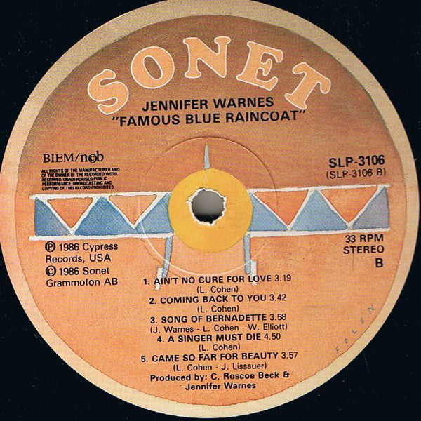 Jennifer Warnes : Famous Blue Raincoat (The Songs Of Leonard Cohen) (LP, Album)