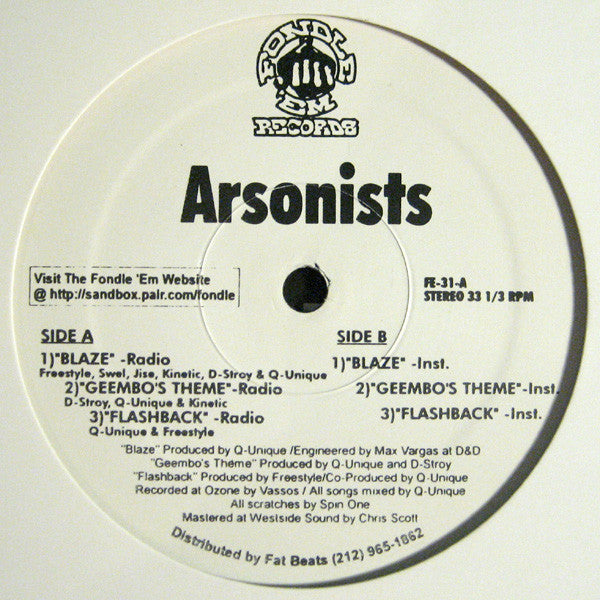 Arsonists ~ Blaze / Geembo&#039;s Theme / Flashback (Vinyl) - Djungel & Jazz