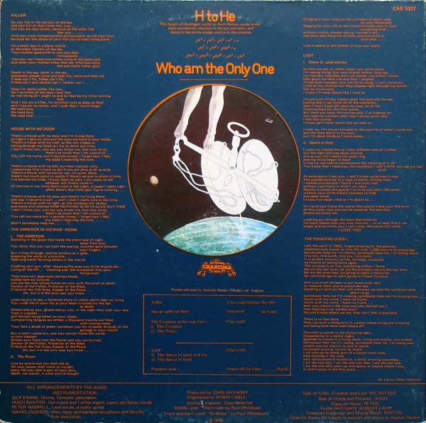 Van Der Graaf Generator ~ H To He Who Am The Only One (Vinyl) - Djungel & Jazz