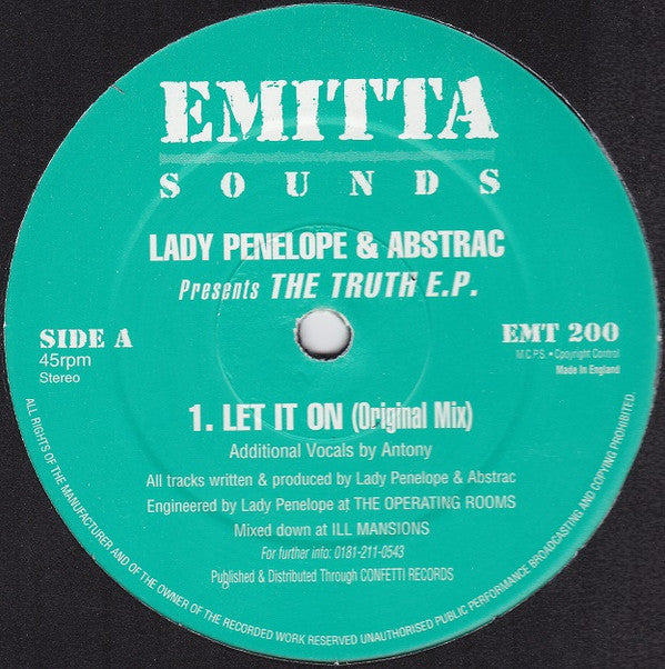 Lady Penelope & Abstrac ~ The Truth E.P. (Vinyl) - Djungel & Jazz