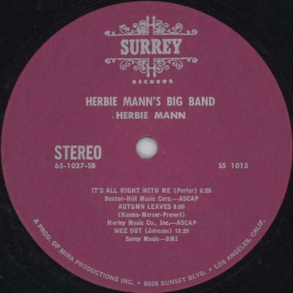 Herbie Mann : Herbie Mann's Big Band (LP, Album)