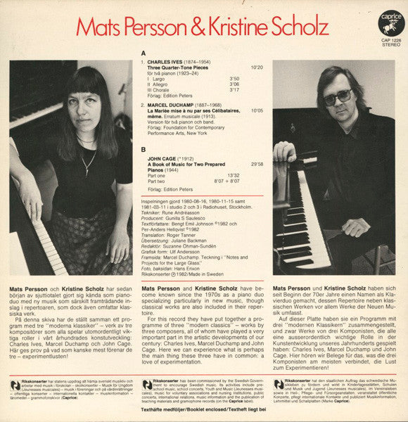 Charles Ives / Marcel Duchamp / John Cage - Mats Persson (4) & Kristine Scholz : Ives/Duchamp/Cage (LP, Album)