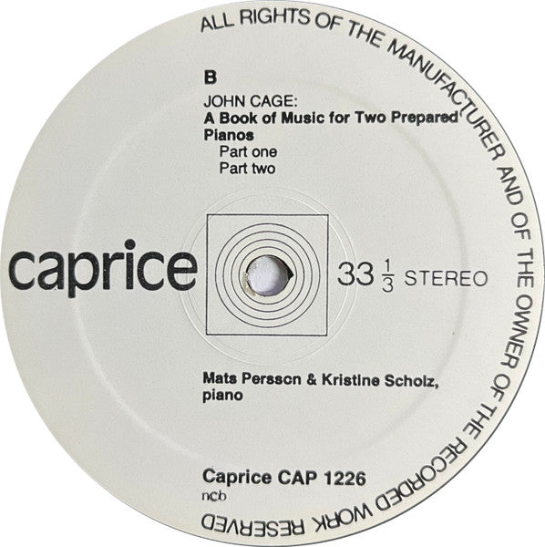 Charles Ives / Marcel Duchamp / John Cage - Mats Persson & Kristine Scholz ~ Ives/Duchamp/Cage (Vinyl) - Djungel & Jazz