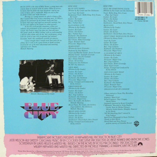 Ry Cooder ~ Blue City (Motion Picture Soundtrack) (Vinyl) - Djungel & Jazz