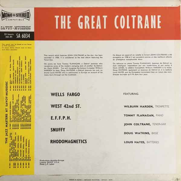 John Coltrane : The Great Coltrane (LP, Album, RE)