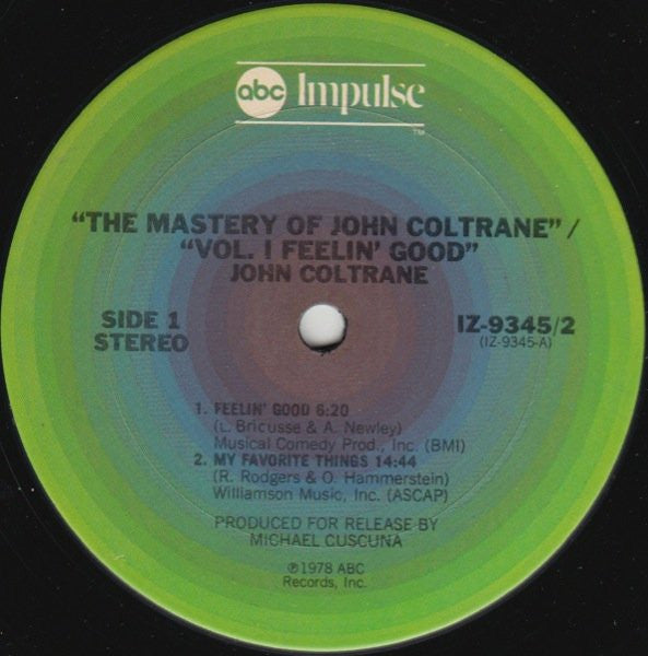 John Coltrane ~ The Mastery Of John Coltrane / Vol. I Feelin' Good (Vinyl) - Djungel & Jazz