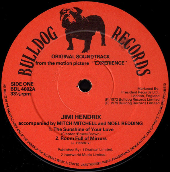 Jimi Hendrix ~ Original Sound Track From The Feature Length Motion Picture “Experience” (Vinyl) - Djungel & Jazz