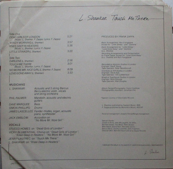 L. Shankar* : Touch Me There (LP, Album)