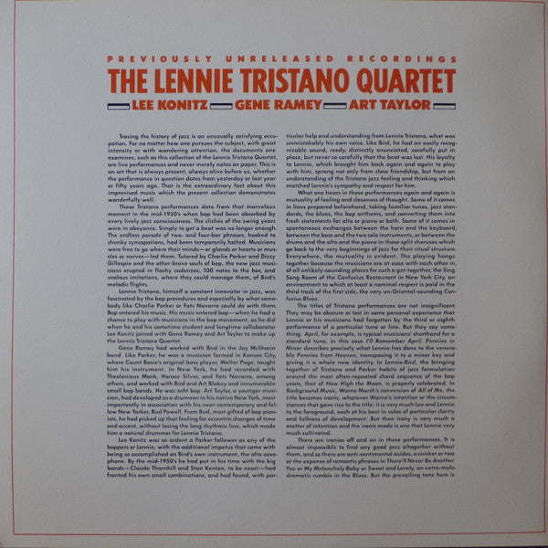 The Lennie Tristano Quartet ~ The Lennie Tristano Quartet (Vinyl) - Djungel & Jazz