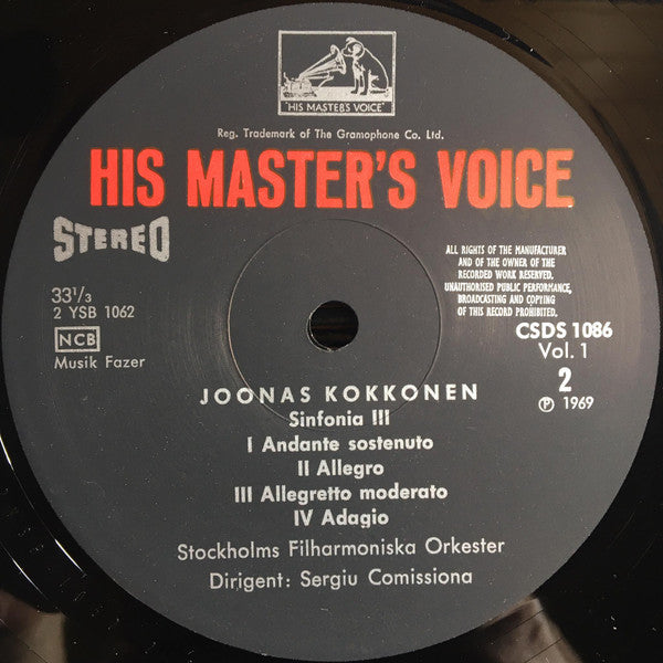 Arne Nordheim • Joonas Kokkonen : Nordiska Musikdagar 1968 Nordic Music Days Vol. 1 (LP)