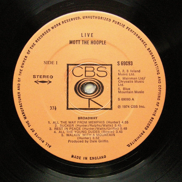 Mott The Hoople ~ Mott The Hoople Live (Vinyl) - Djungel & Jazz