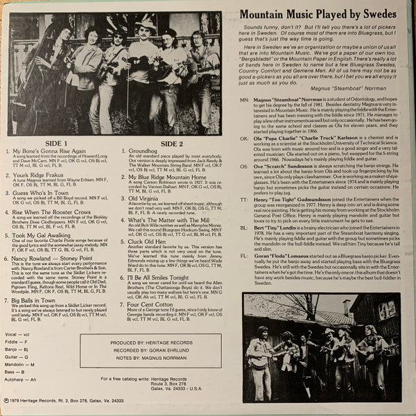 The Steamboat Entertainers ~ Mountain Music Played By Swedes (Vinyl) - Djungel & Jazz