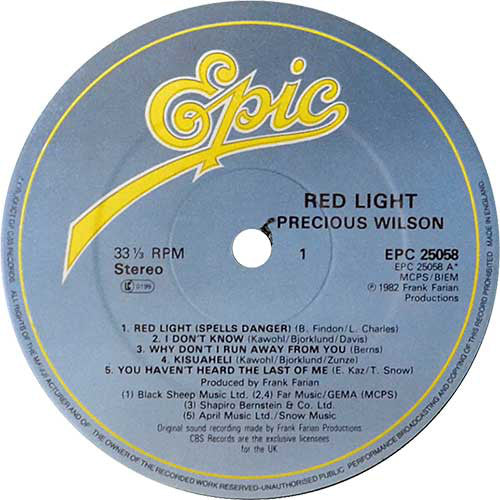 Precious Wilson ~ Red Light (Vinyl) - Djungel & Jazz