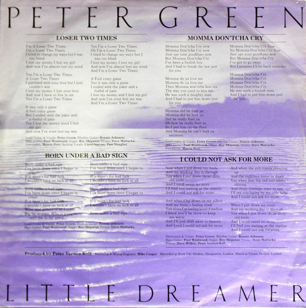 Peter Green  ~ Little Dreamer (Vinyl) - Djungel & Jazz