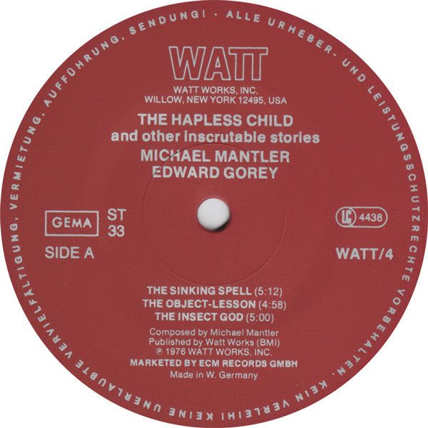 Michael Mantler / Edward Gorey ~ The Hapless Child (And Other Inscrutable Stories) (Vinyl) - Djungel & Jazz