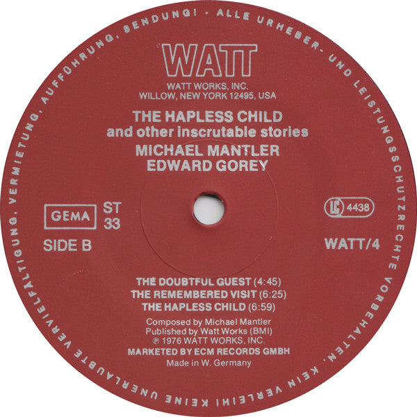 Michael Mantler / Edward Gorey ~ The Hapless Child (And Other Inscrutable Stories) (Vinyl) - Djungel & Jazz