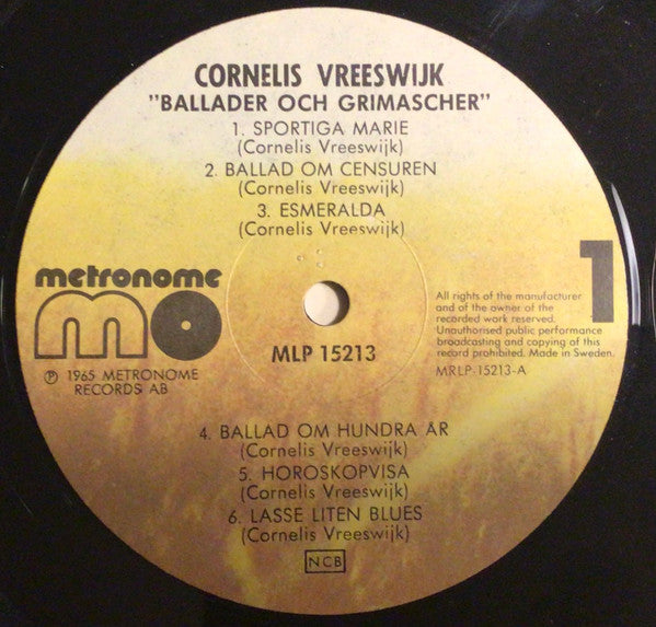 Cornelis Vreeswijk ~ Ballader Och Grimascher (Vinyl) - Djungel & Jazz