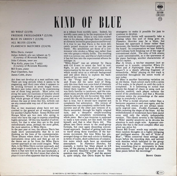 Miles Davis : Kind Of Blue (LP, Album, RE)