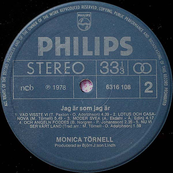 Monica Törnell ~ Jag Är Som Jag Är (Vinyl) - Djungel & Jazz