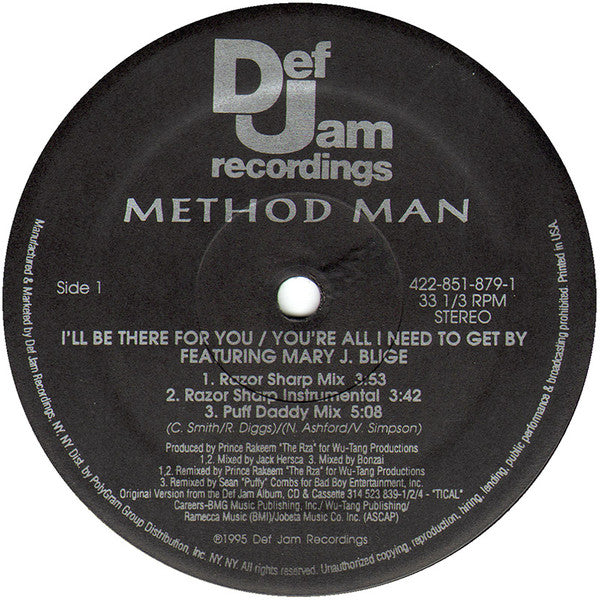 Method Man ~ I'll Be There For You / You're All I Need To Get By (Vinyl) - Djungel & Jazz