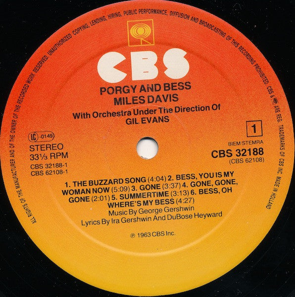 Miles Davis : Porgy And Bess (LP, Album, RE)