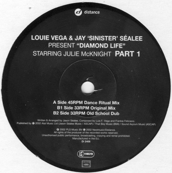 Louie Vega & Jay "Sinister" Séalee Starring Julie McKnight ~ Diamond Life (Part 1) (Vinyl) - Djungel & Jazz